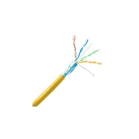 Cable Wholesale Shielded Cat6 Ethernet Cable, Solid 23 AWG Copper, POE Compliant, Yellow, Spool, 1000 foot 10X8-581NH